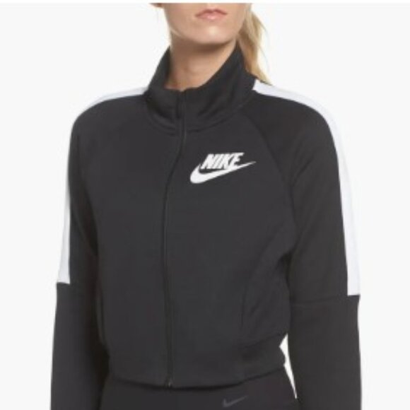 Nike Women's Sportswear Crop Track N98 Jacket | Black In Black/ White | Size L - Picture 7 of 15
